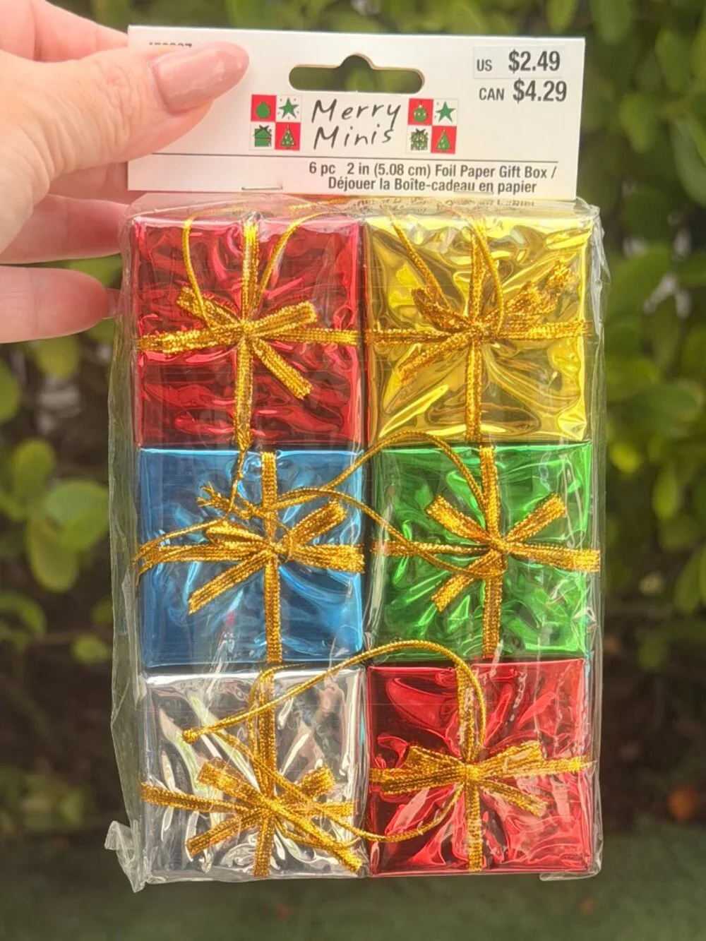 Miniature Lot of NEW Foil Gifts Boxes Dollhouse Mini Christmas Tree Ornaments
